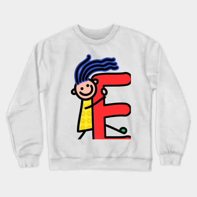 Letter E for girls alphabet Kids Colorful Cartoon Character Crewneck Sweatshirt by funwithletters